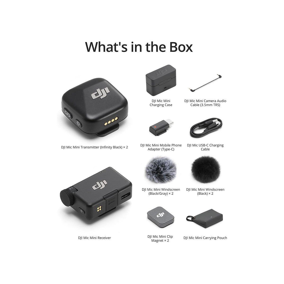 Sistema Inalámbrico DJI Mic Mini — 2 Transmisores + Receptor + Estuche de Carga