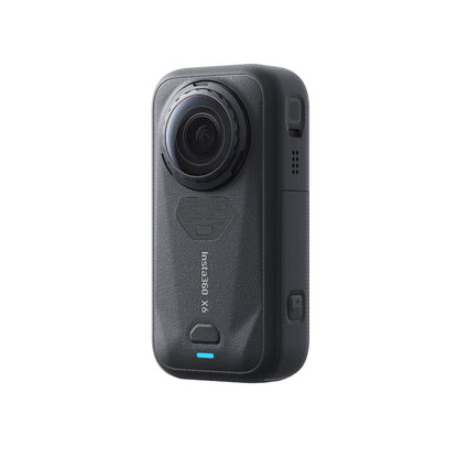 Insta360 X6 — vista posterior con pantalla OLED