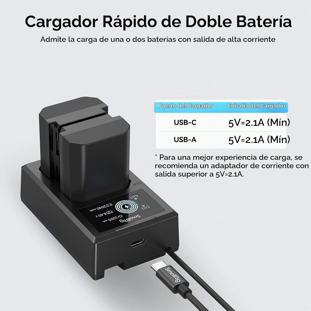 Kit 2 Baterías y Cargador SmallRig NP-FZ100 para Sony