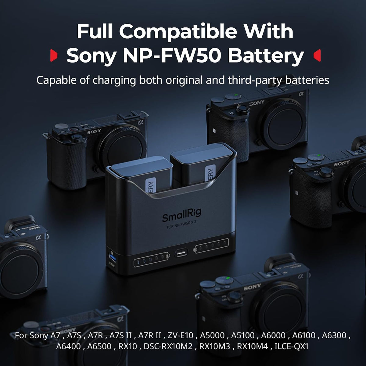 Kit 2 Baterías y Cargador SmallRig NP-FW50 para Sony