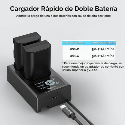 Kit 2 Baterías y Cargador SmallRig LP-E6NH para Canon