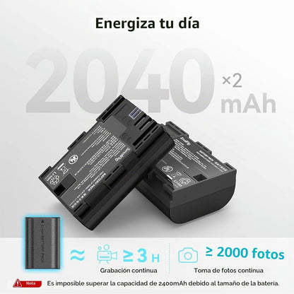 Kit 2 Baterías y Cargador SmallRig LP-E6NH para Canon
