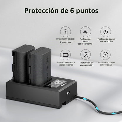 Kit 2 Baterías y Cargador SmallRig LP-E6NH para Canon