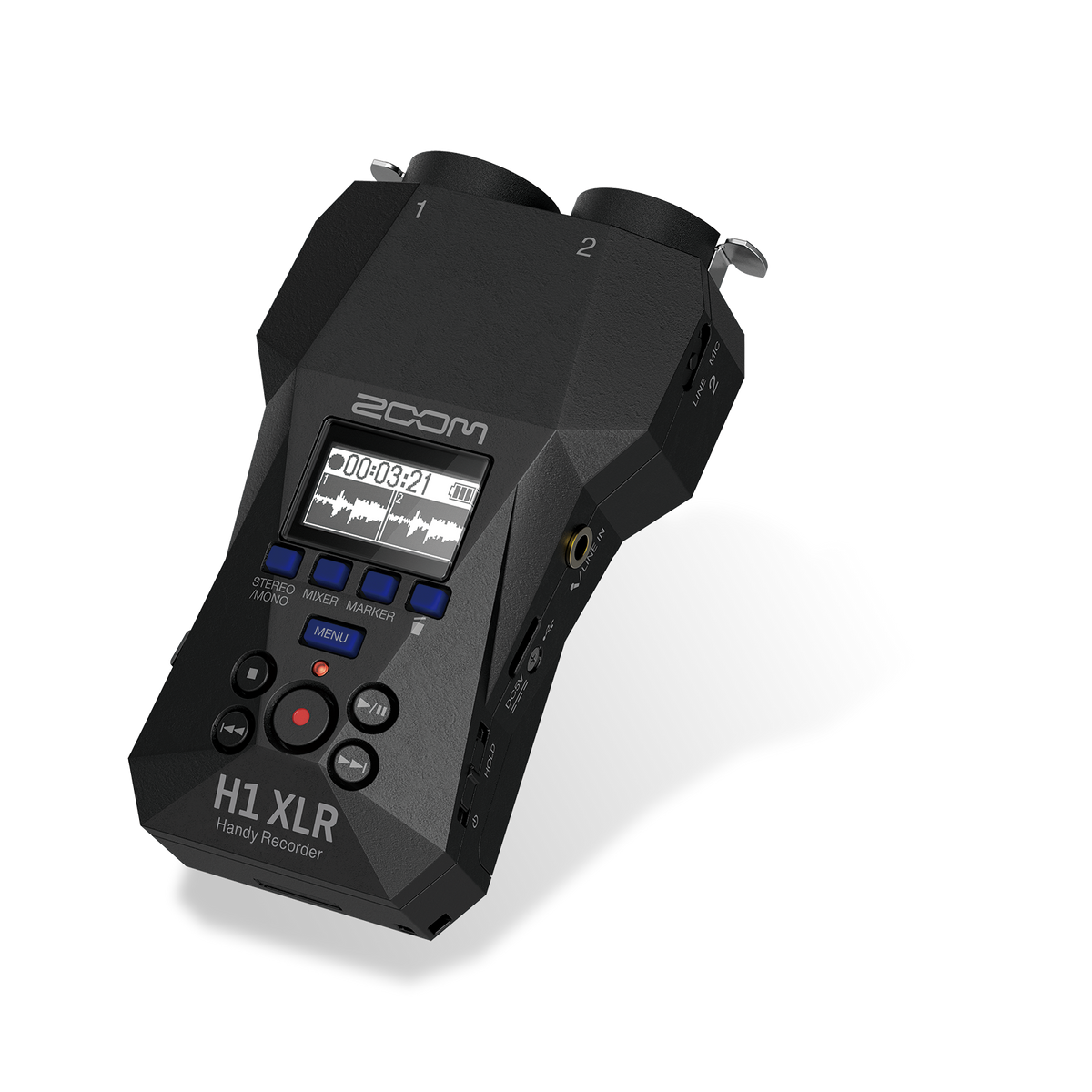 ZOOM H1 XLR - Vista lateral inclinada