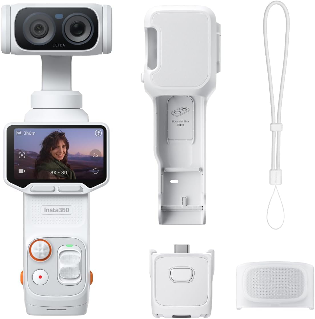 Insta360 Luna Ultra — cámara gimbal dual lente Leica vista frontal