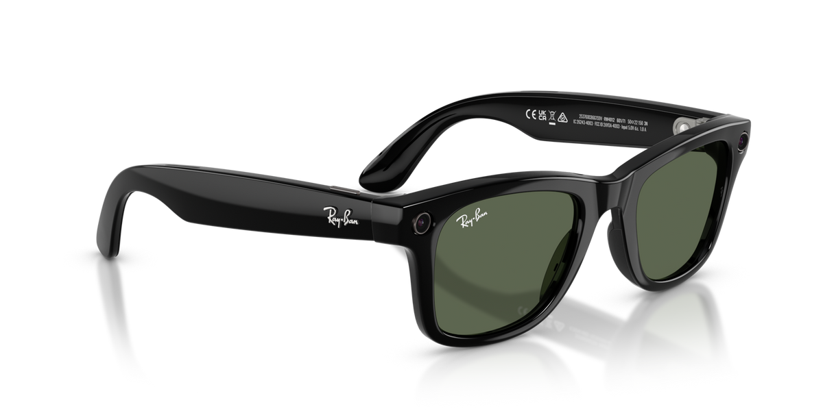Ray-Ban Meta Wayfarer Gen 2 Shiny Black G15 Green - Ángulo 2